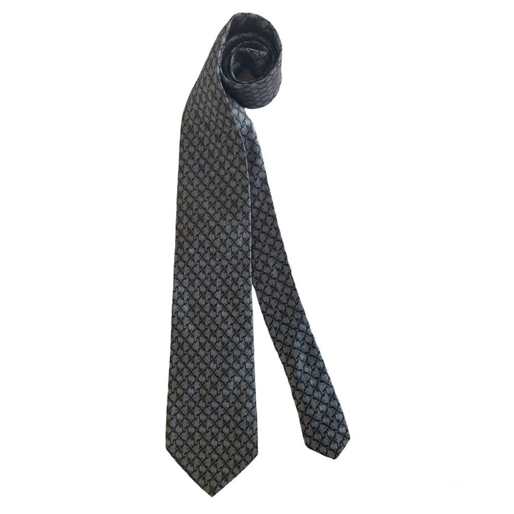 S.T. DUPONT PARIS Blue Geometric Tie 100% Silk Made In Italy 60”/3”.1/2 EX. CON